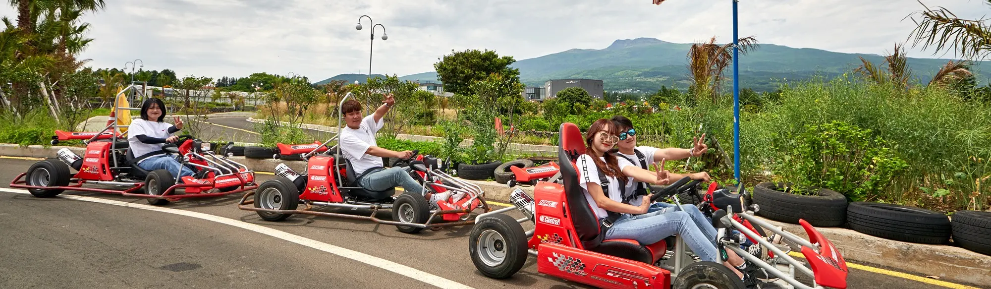 WIND 1947 kart track in Seogwipo with Jeju scenery around the circuit