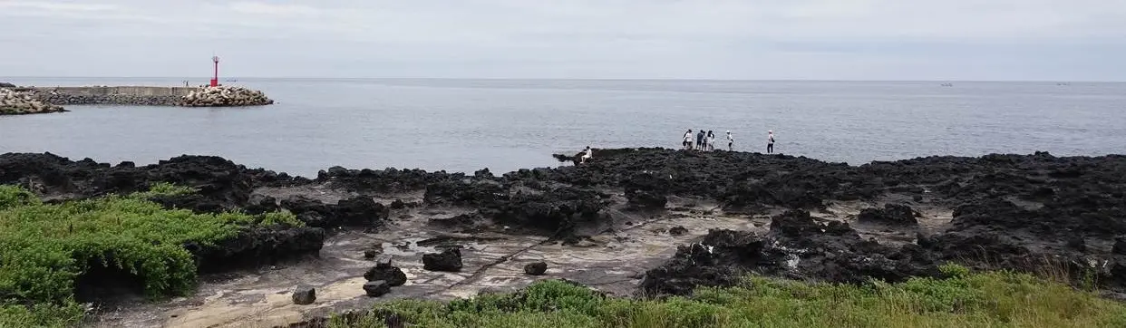 済州島北側の龍頭岩海岸道路の実景