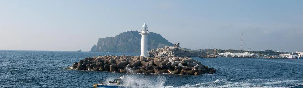 済州島東部・城山港の実際の港景観