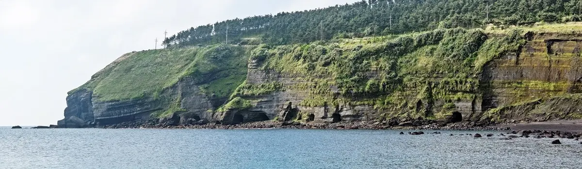 Songaksan coastal fortification on the southwest side of Jeju's cycling circuit