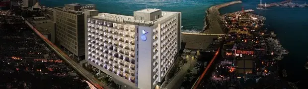 済州市塔洞の海辺にあるHotel Whistlelark Jejuの実景